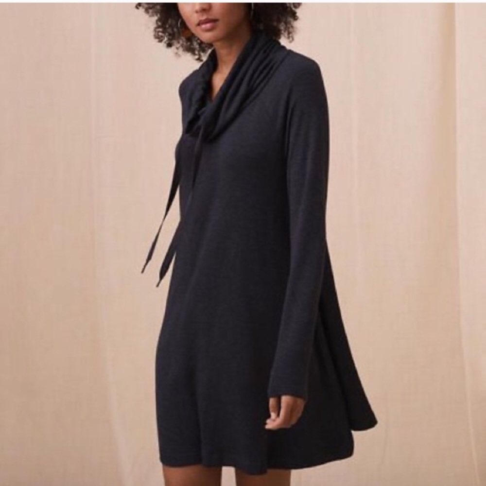 Lou & Grey drawstring cowl neck swing dress
